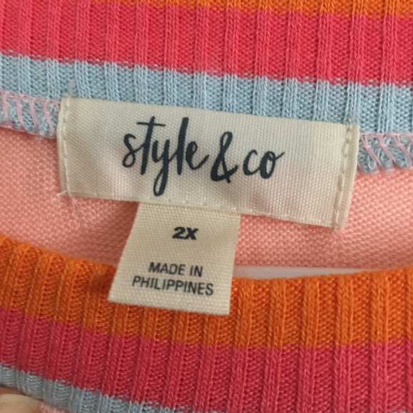 Style & Co T-Shirt Top Knit Peach Plus Size Crew Neck Long Sleeves - Picture 9 of 12